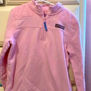 Pink Vineyard Vines half zip pull over.
